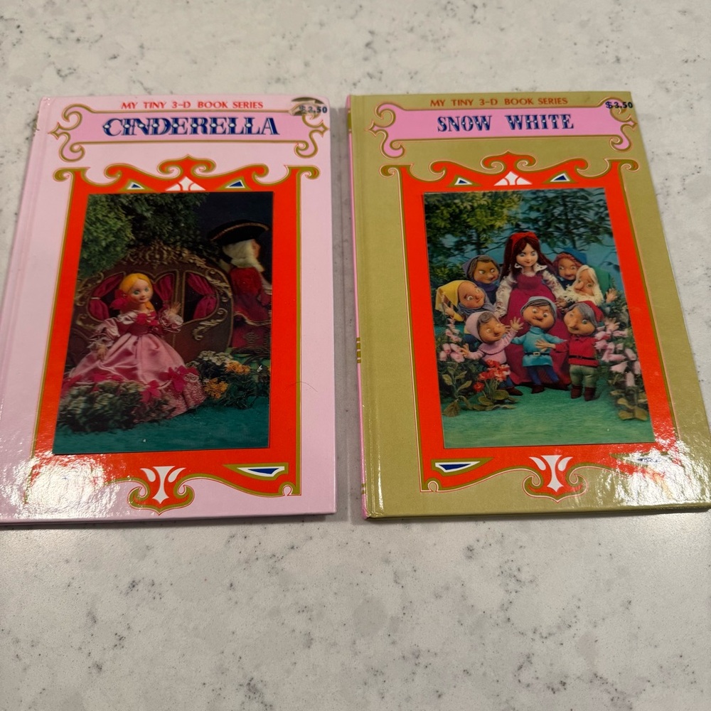 Vintage 1980's My Tiny 3-D Book Series Snow White Cinderella Hardback Kids Books